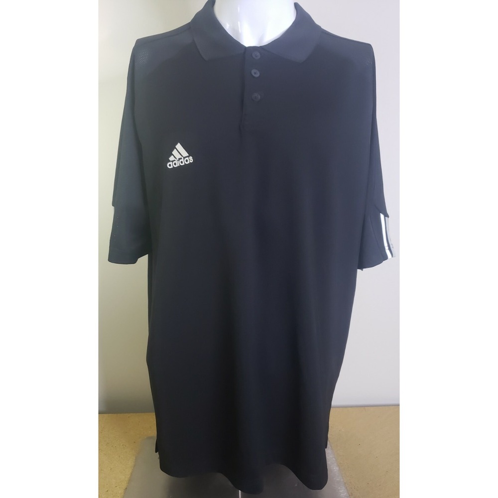 Adidas Golf‎ Men's Floating 3-Stripes Polo Shirt Short Sleeve Black Size Large